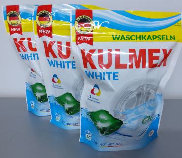 6 x Kulmex White Waschmittelkapseln, Caps, Pods 120 Waschladungen